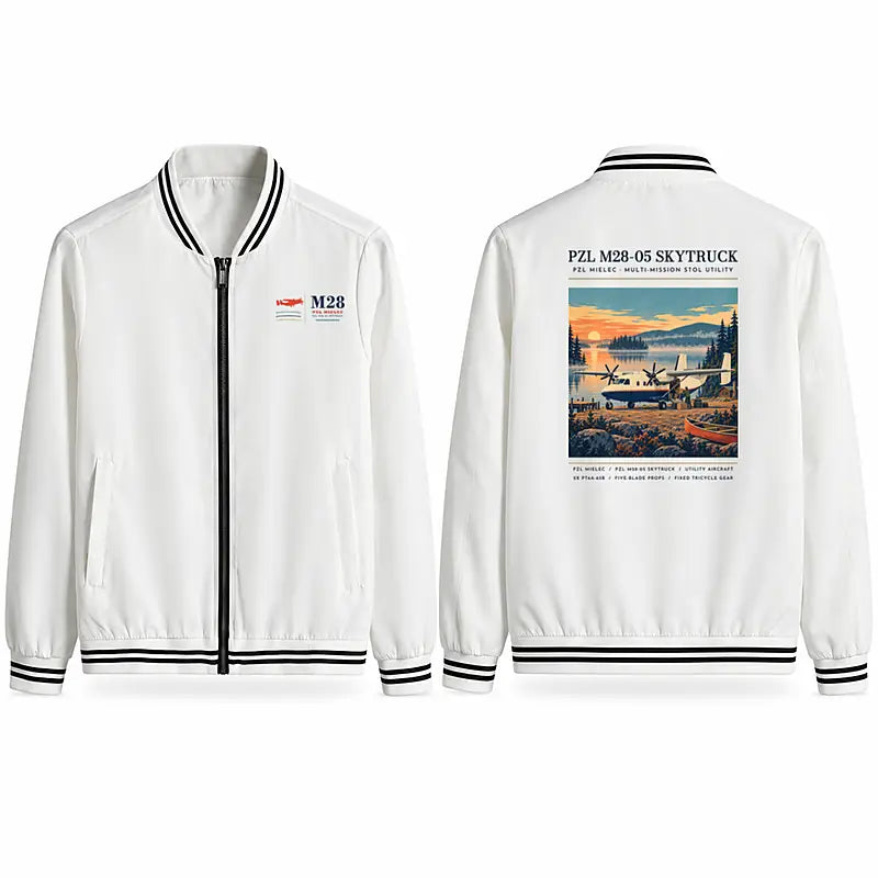 PZL M28-05 Skytruck Stylish Jackets - Baseball Collar - Poster - White
