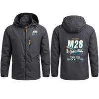 Thumbnail for PZL M28-05 Skytruck Stylish Jackets - Hooded Windbreaker - Cartoon - Charcoal