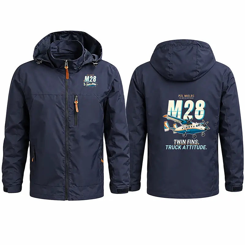 PZL M28-05 Skytruck Stylish Jackets - Hooded Windbreaker - Cartoon - Navy Blue