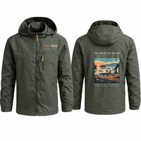 Thumbnail for PZL M28-05 Skytruck Stylish Jackets - Hooded Windbreaker - Poster - Olive Green