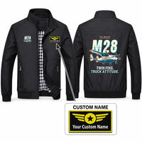 Thumbnail for PZL M28-05 Skytruck Stylish Jackets - Stand Collar - Cartoon + Name - Black