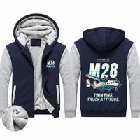 Thumbnail for PZL M28-05 Skytruck Zipped Sweatshirts - Cartoon - Navy & Gray