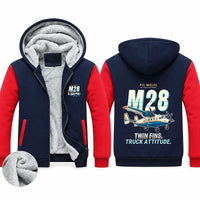 Thumbnail for PZL M28-05 Skytruck Zipped Sweatshirts - Cartoon - Navy & Red