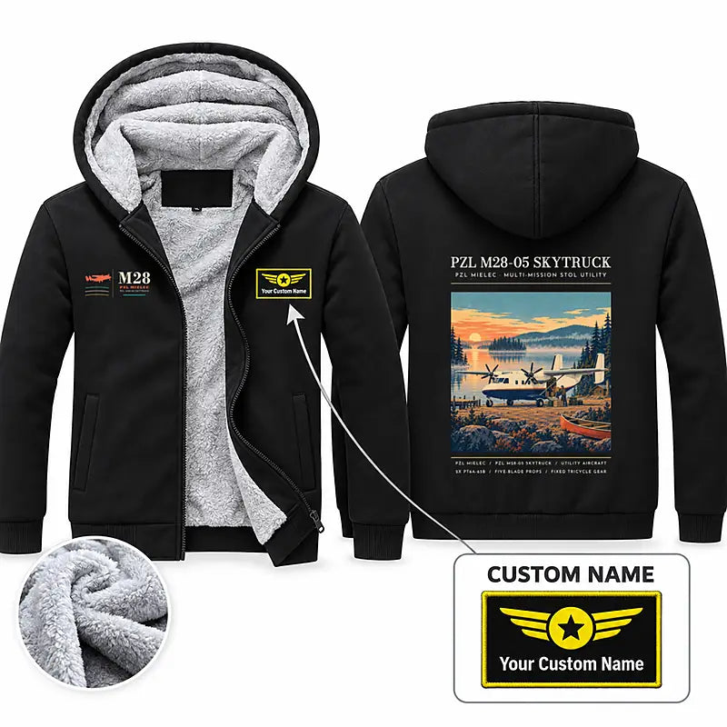 PZL M28-05 Skytruck Zipped Sweatshirts - Poster + Name - Black