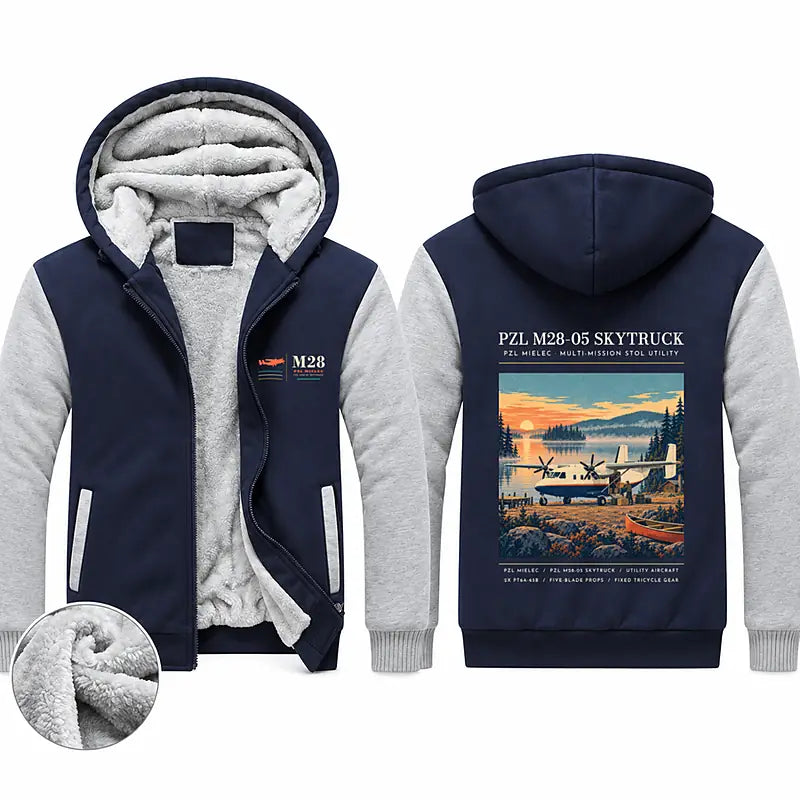 PZL M28-05 Skytruck Zipped Sweatshirts - Poster - Navy & Gray