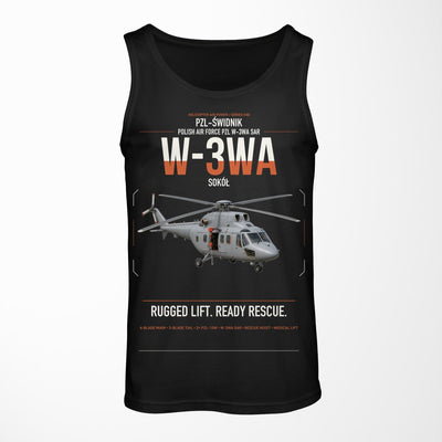 PZL-Świdnik W-3WA Sokół design on black tank top