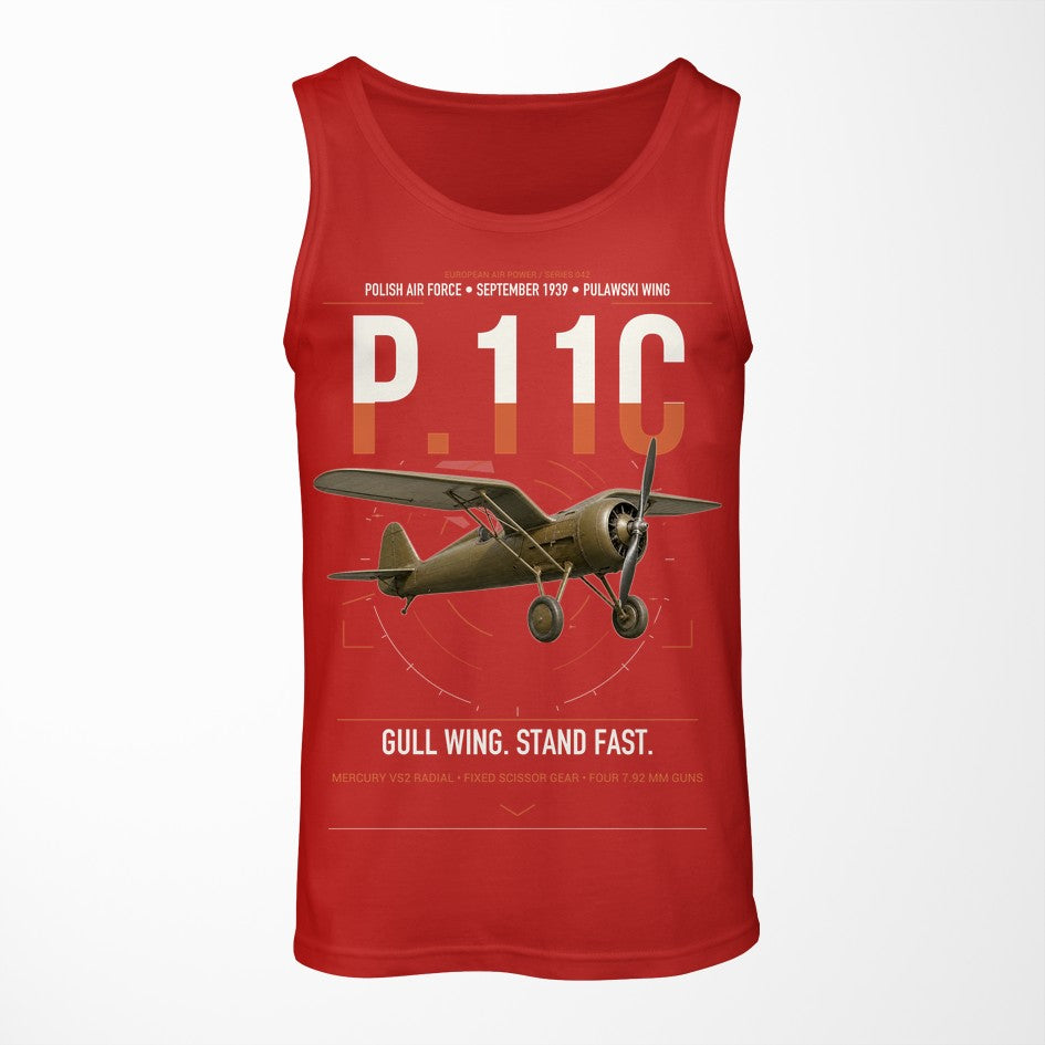PZL P.11c design on red tank top