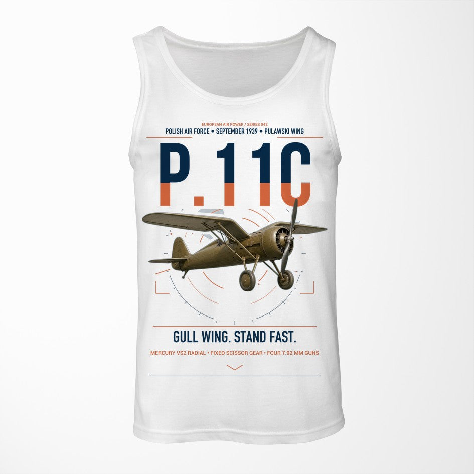 PZL P.11c design on white tank top