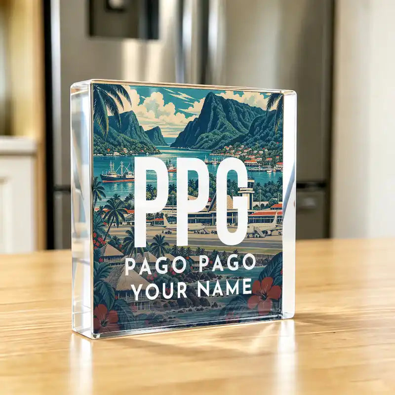 Pago Pago International Airport (PPG) - Crystal Ornament - Airport Code + Name