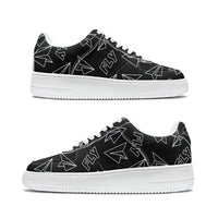 Thumbnail for Paper Airplane & Fly Black Designed Low Top Sport Sneakers & Shoes