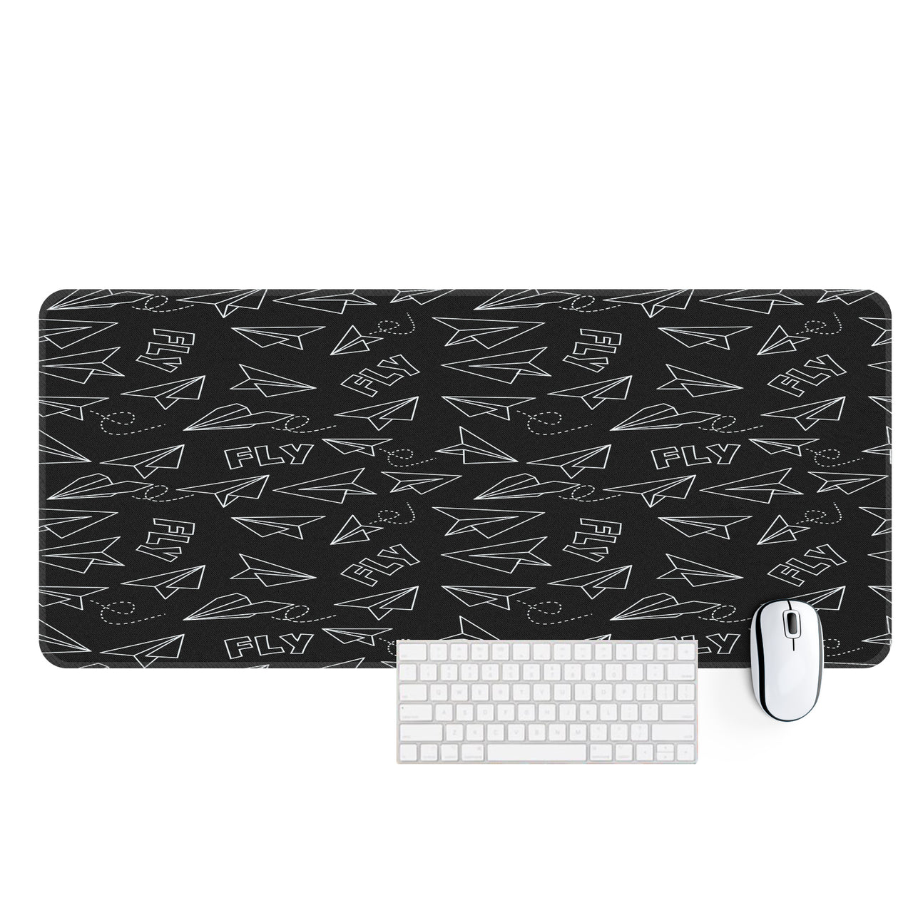 Paper Airplane & Fly Black Designed Desk Mats