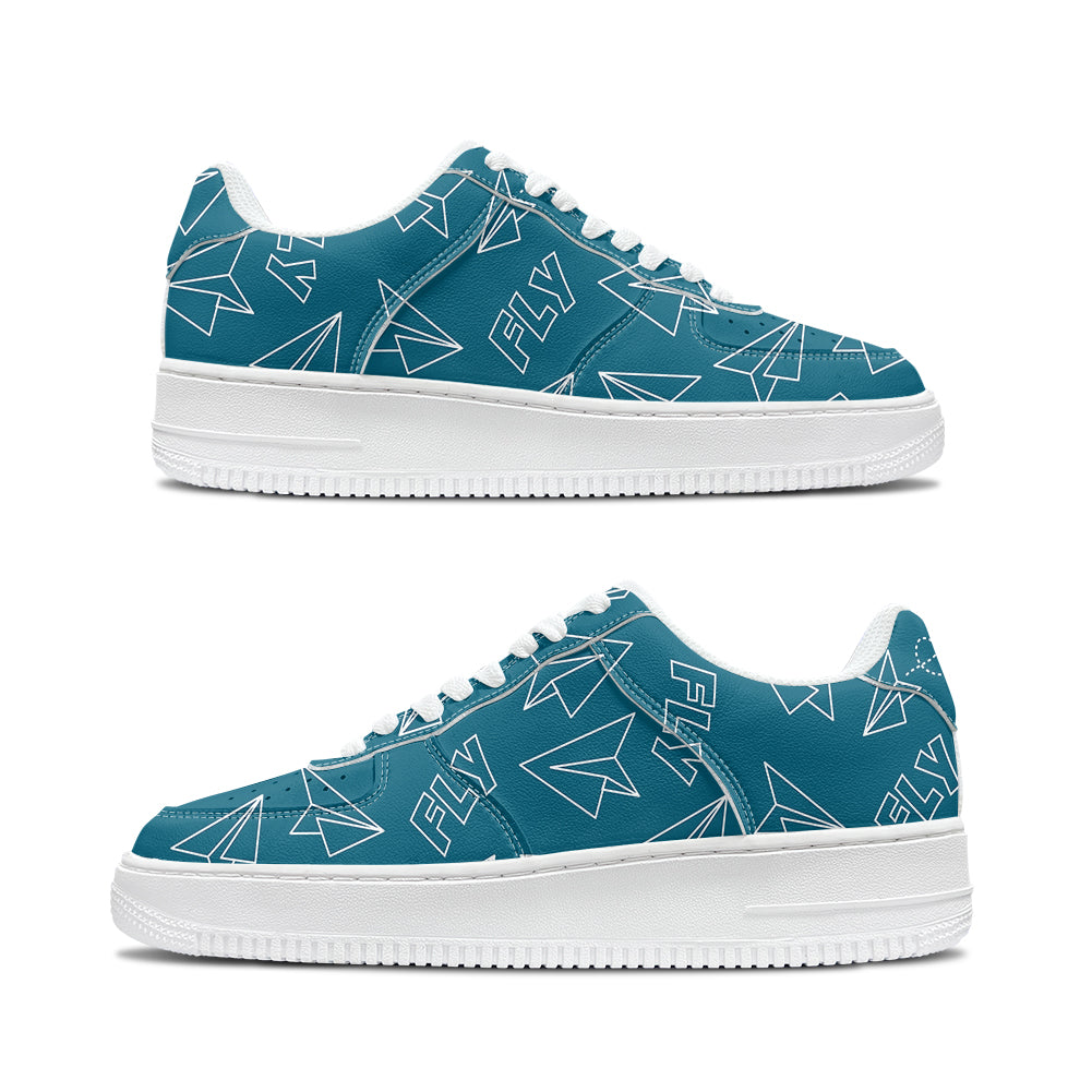 Paper Airplane & Fly Green Designed Low Top Sport Sneakers & Shoes