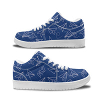Thumbnail for Paper Airplane & Fly (Blue) Designed Fashion Low Top Sneakers & Shoes