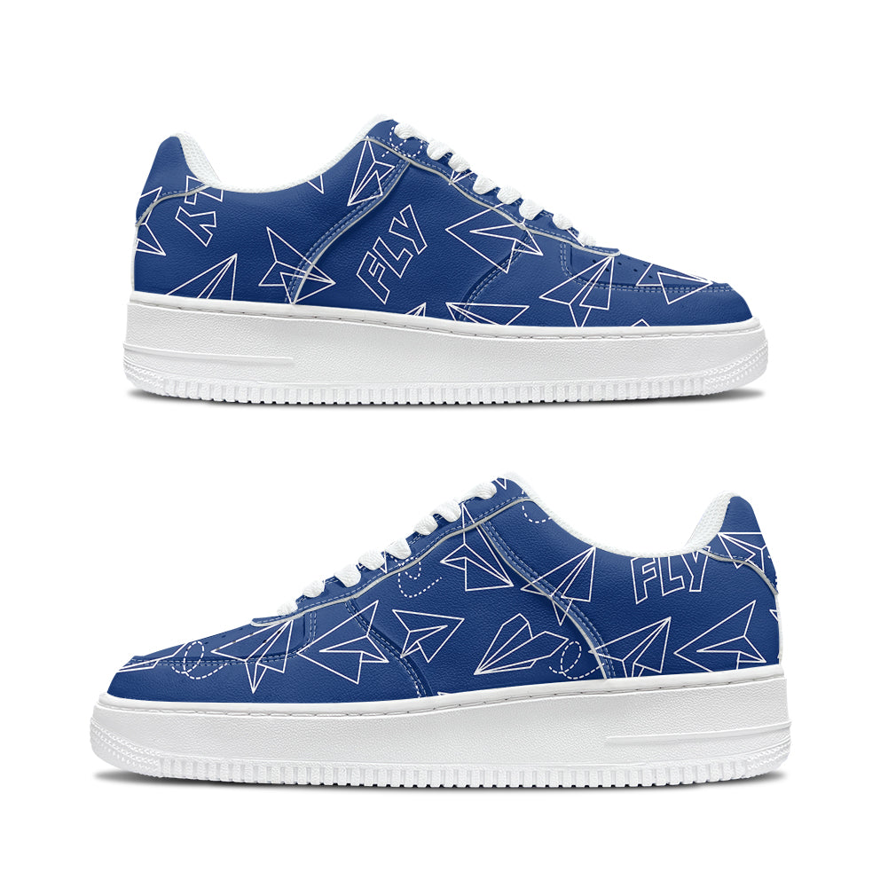 Paper Airplane & Fly (Blue) Designed Low Top Sport Sneakers & Shoes