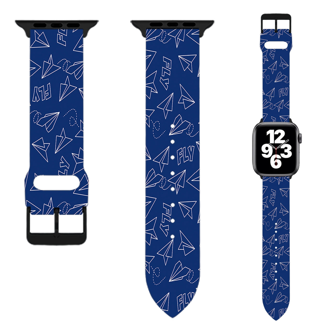 Paper Airplane & Fly (Blue) Designed Soft Silicone Apple Watch Bands
