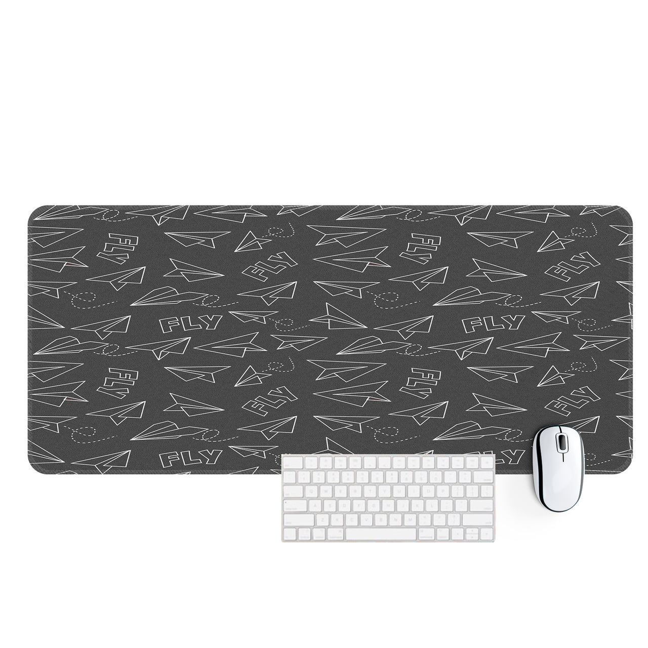 Paper Airplane & Fly (Gray) Designed Desk Mats
