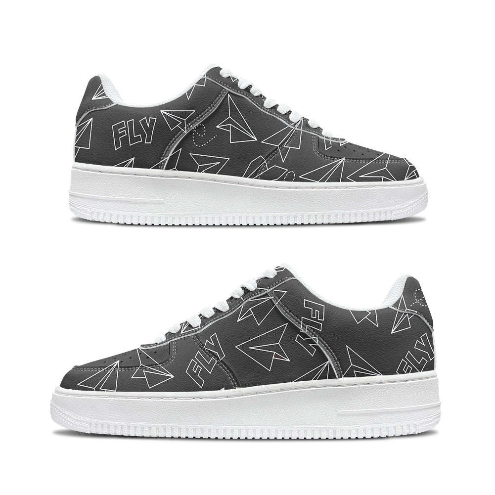 Paper Airplane & Fly (Gray) Designed Low Top Sport Sneakers & Shoes