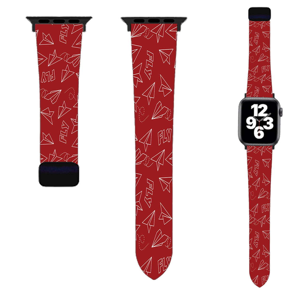 Paper Airplane & Fly (Red) Designed Soft Silicone Apple Watch Bands