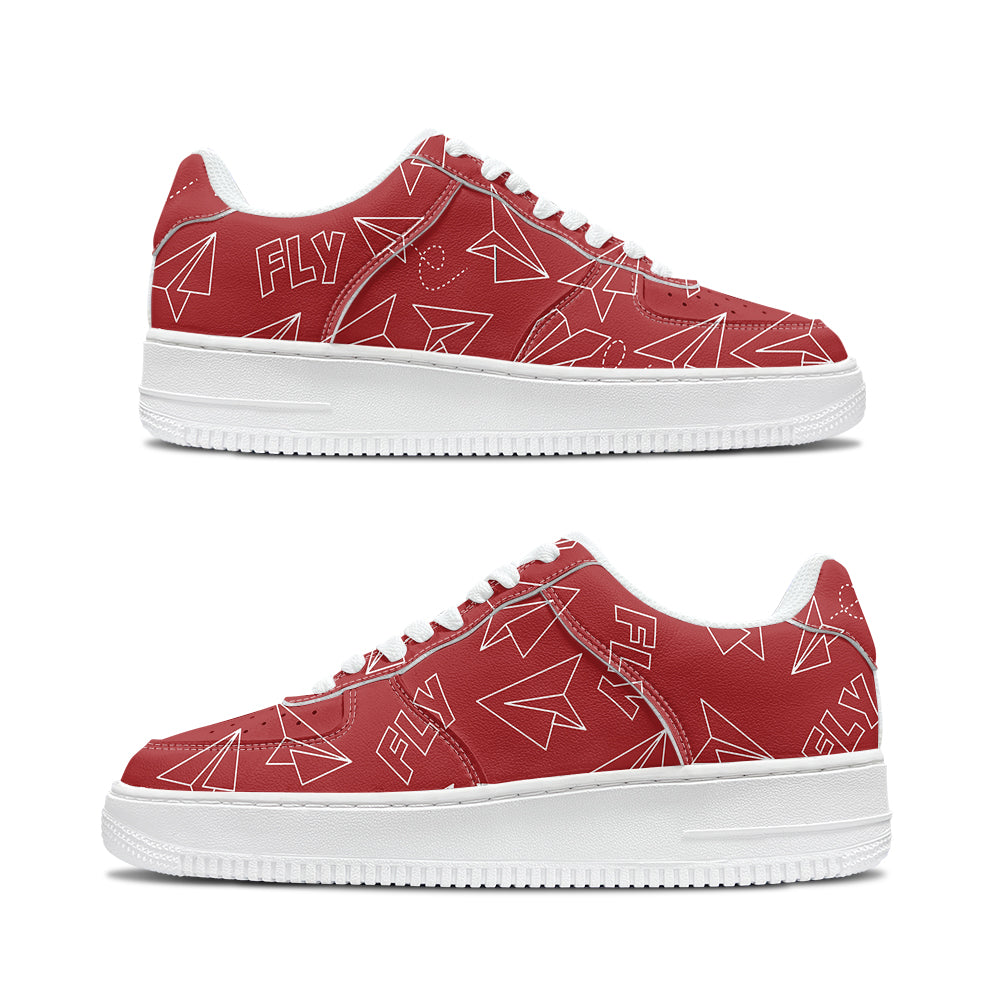 Paper Airplane & Fly (Red) Designed Low Top Sport Sneakers & Shoes
