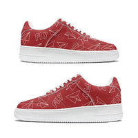 Thumbnail for Paper Airplane & Fly (Red) Designed Low Top Sport Sneakers & Shoes
