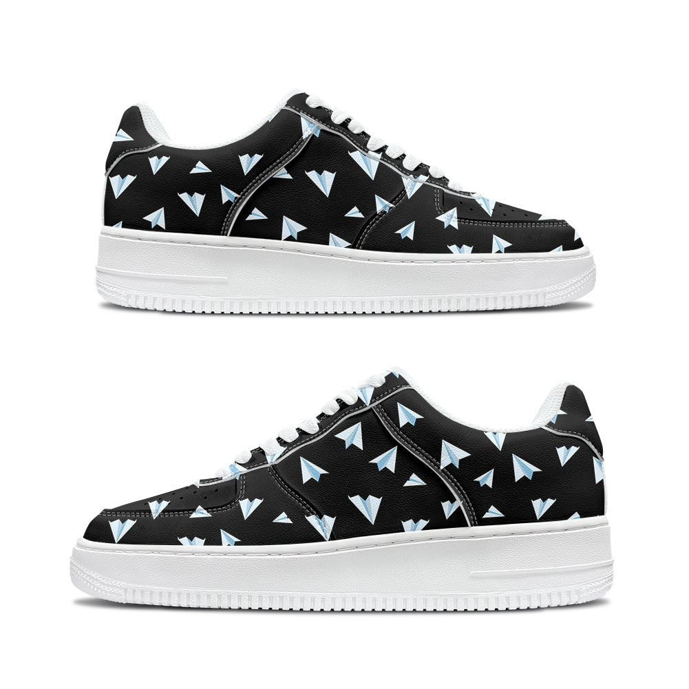 Paper Airplanes (Black) Designed Low Top Sport Sneakers & Shoes