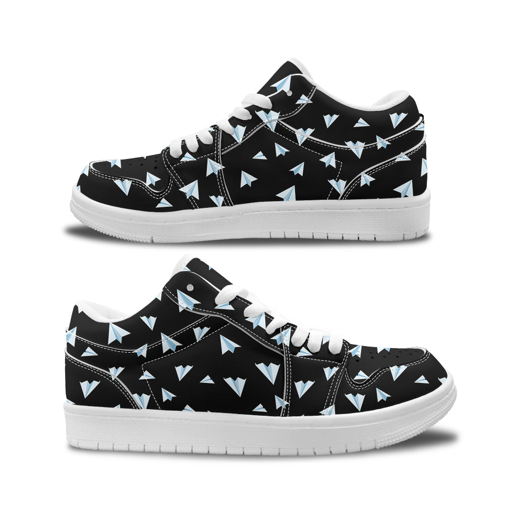 Paper Airplanes (Black) Designed Fashion Low Top Sneakers & Shoes