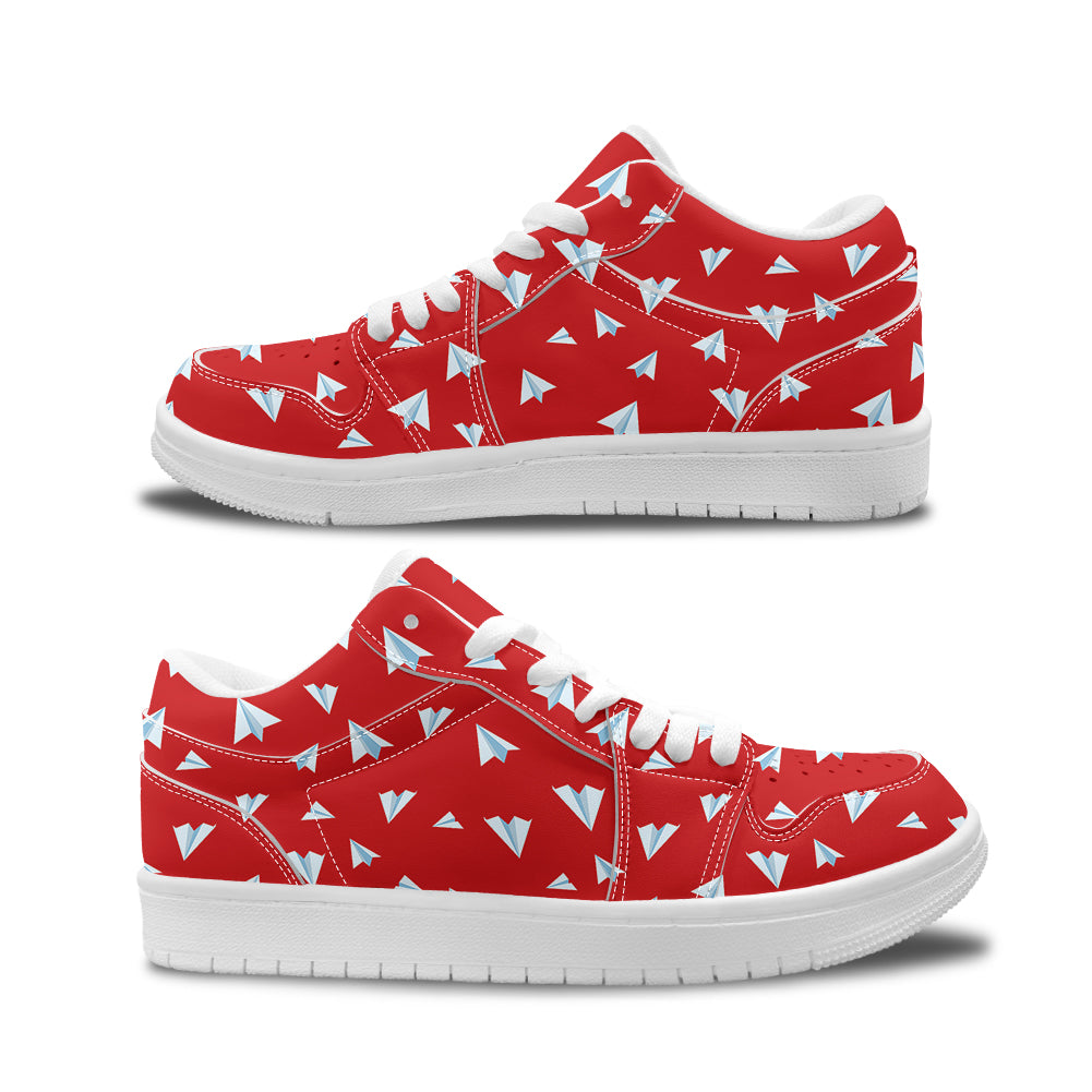 Paper Airplanes (Red) Designed Fashion Low Top Sneakers & Shoes