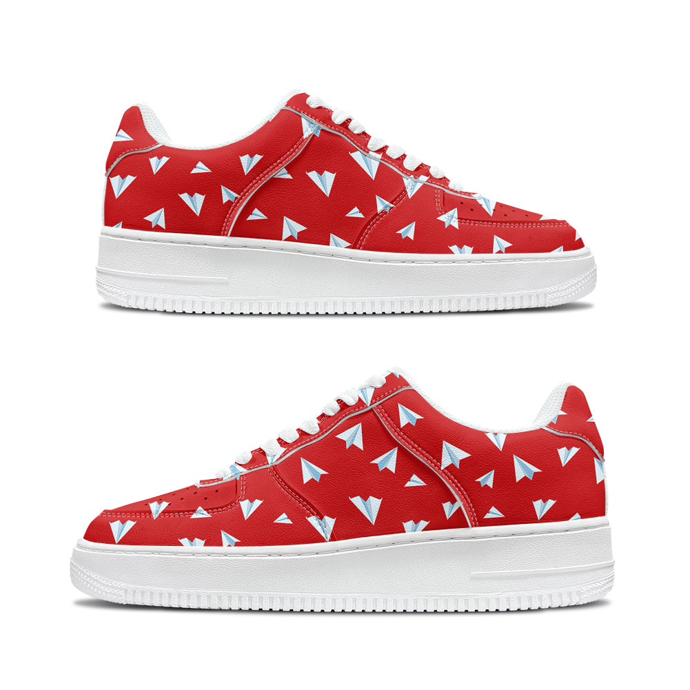 Paper Airplanes (Red) Designed Low Top Sport Sneakers & Shoes