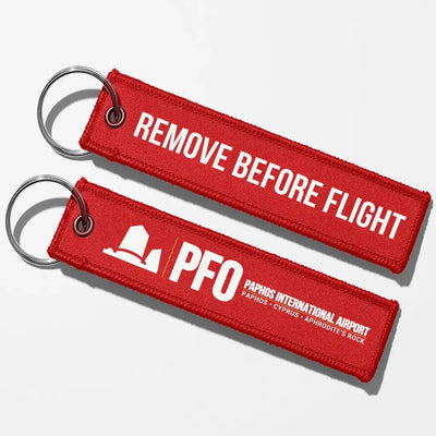 Paphos International Airport (PFO) Aviator Key Chains - Red - Remove Before Flight