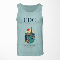 Thumbnail for Paris Charles de Gaulle Airport (CDG) design on light green tank top