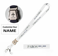 Thumbnail for Paros City Series seat belt lanyard - white with name