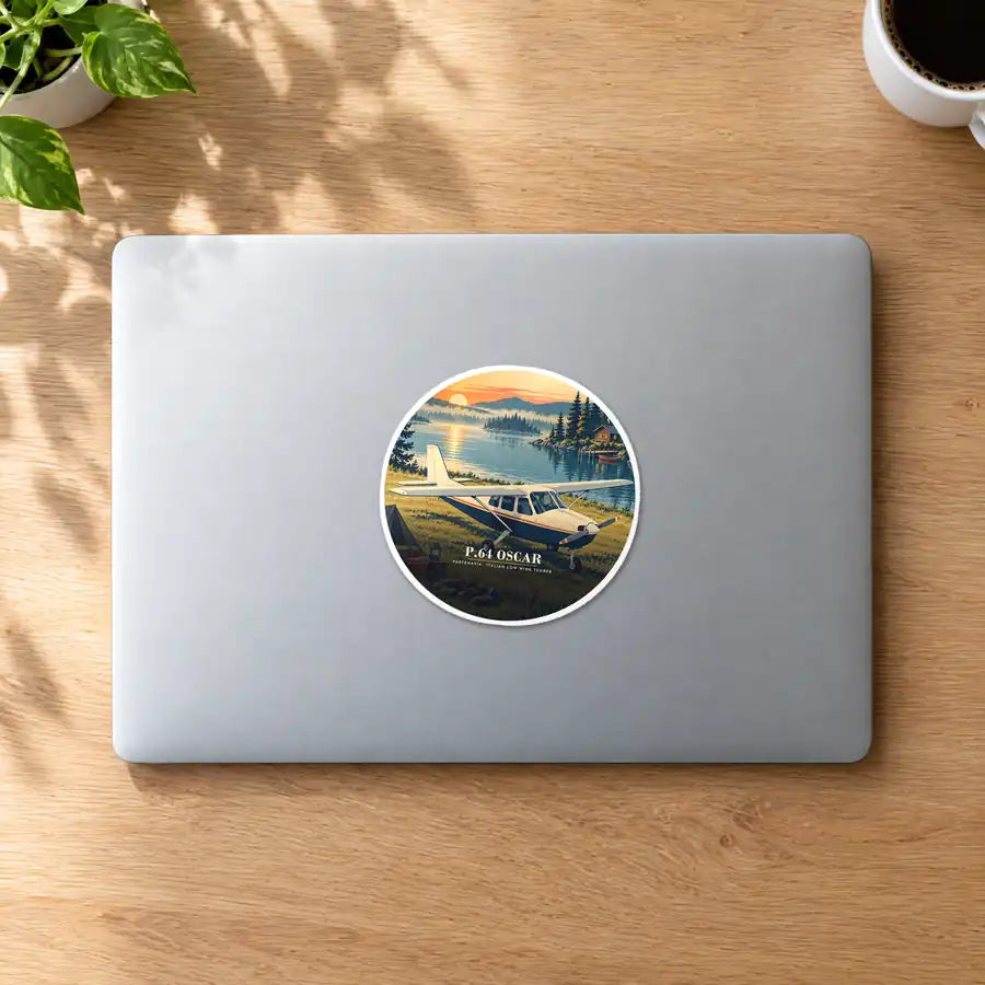 Partenavia P.64 Oscar - 3D - Circle Sticker - MacBook