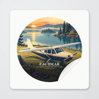 Thumbnail for Partenavia P.64 Oscar - 3D + Name - Circle Sticker - Peel