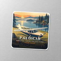 Thumbnail for Partenavia P.64 Oscar - 3D + Name - Square Sticker - Close-up