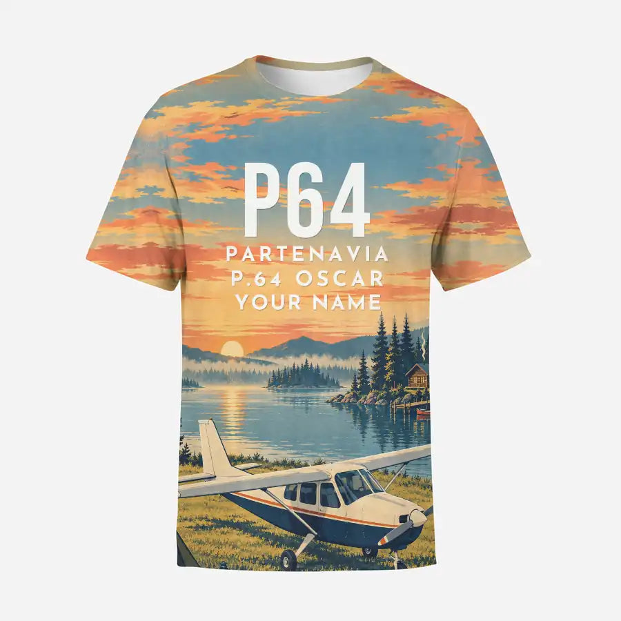 Partenavia P.64 Oscar 3D All-Over Print Clothing - T-Shirt - 3D + Name