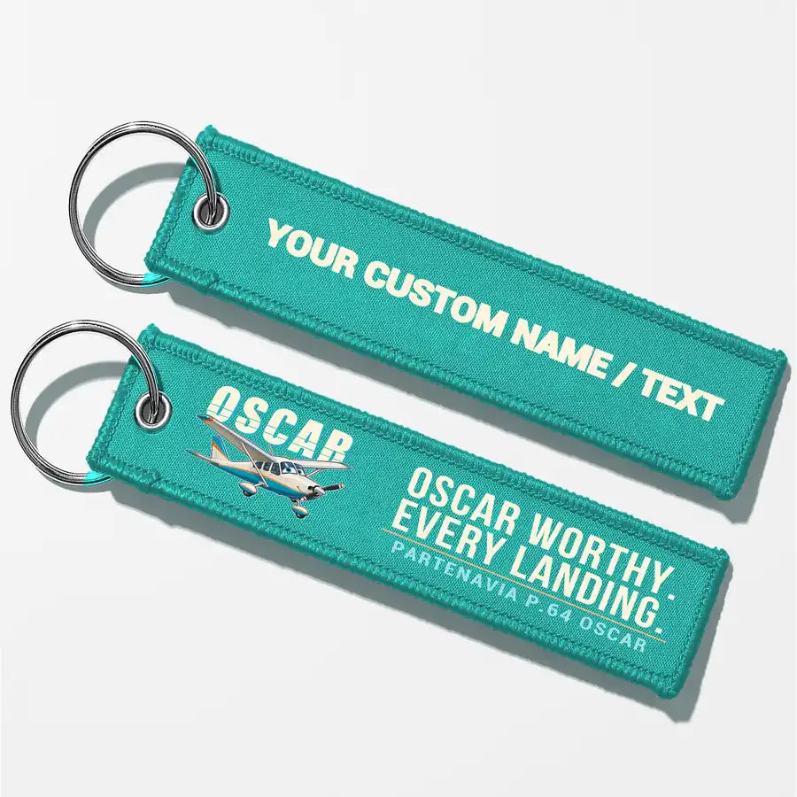 Partenavia P.64 Oscar Aviator Key Chains - Turquoise - Cartoon - Personalized