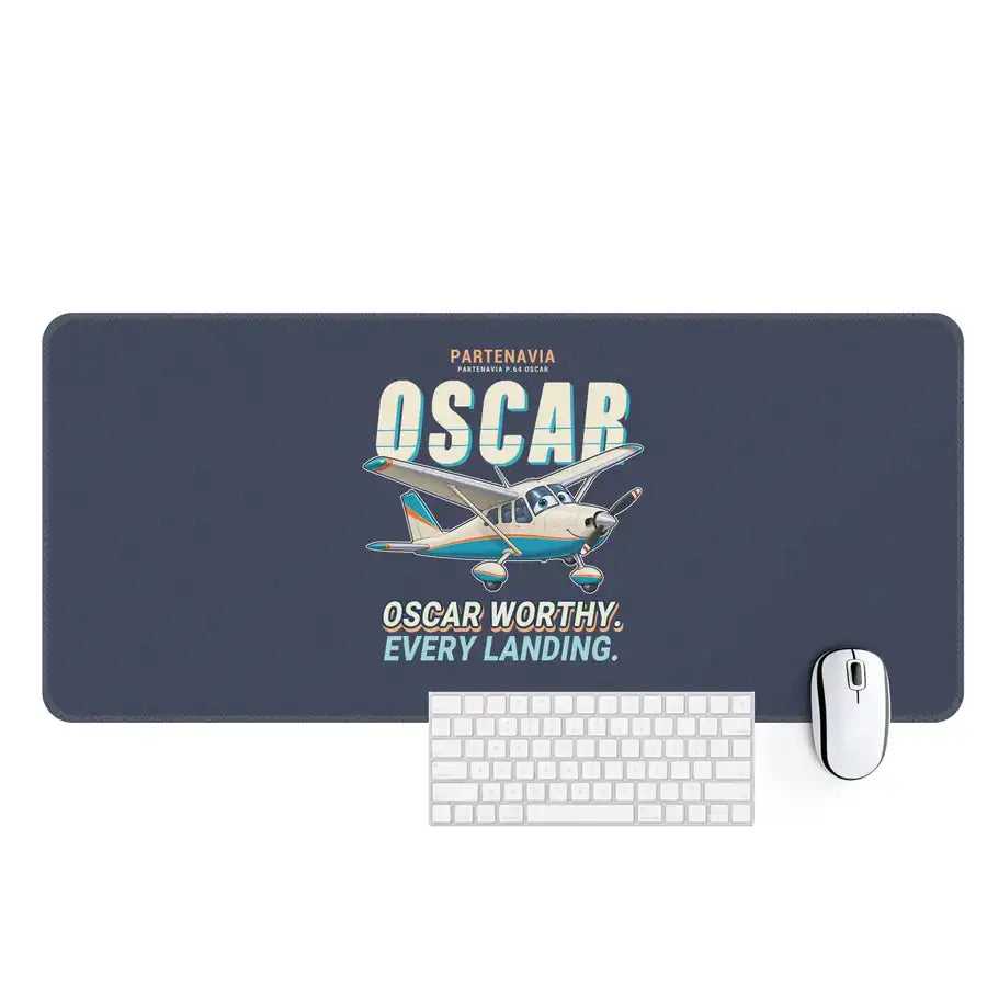 Partenavia P.64 Oscar - Cartoon - Desk Mat - Navy Blue