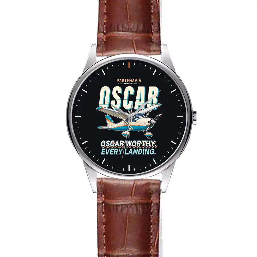 Partenavia P.64 Oscar - Cartoon - Leather Strap - Striped Brown Leather Strap