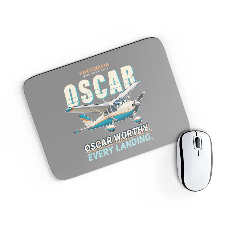 Partenavia P.64 Oscar - Cartoon - Mouse Pad - Gray
