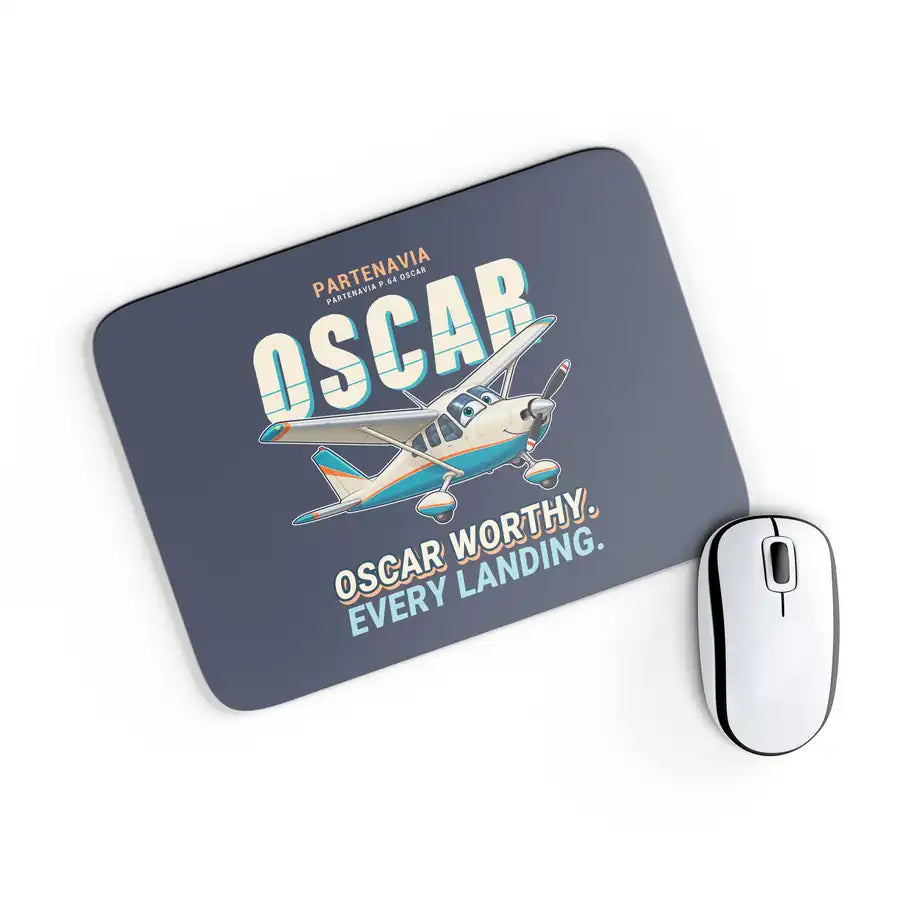 Partenavia P.64 Oscar - Cartoon - Mouse Pad - Navy Blue