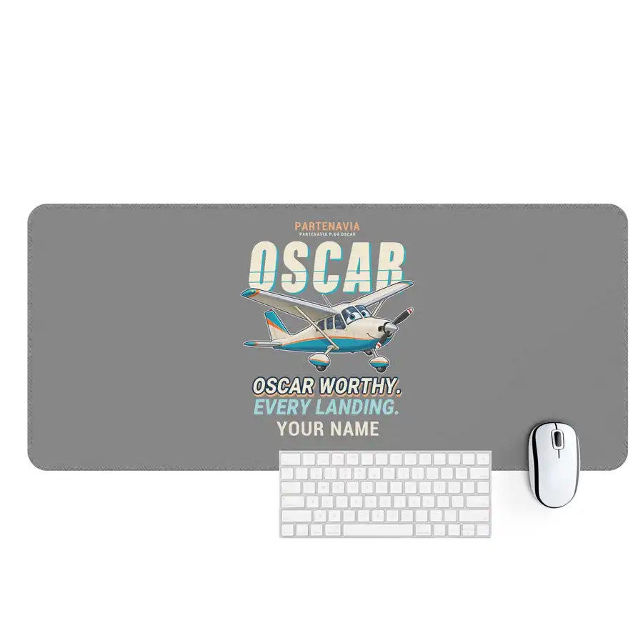 Partenavia P.64 Oscar - Cartoon + Name - Desk Mat - Gray