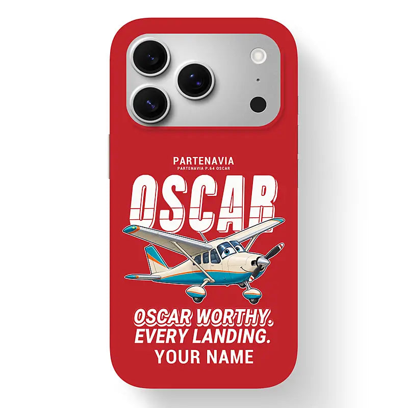 Partenavia P.64 Oscar - Cartoon + Name - MagSafe iPhone 17 Pro - Red