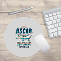 Thumbnail for Partenavia P.64 Oscar - Cartoon + Name - Round Mouse Pad - Light Gray