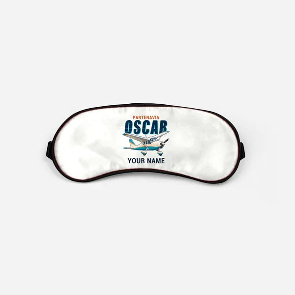 Partenavia P.64 Oscar - Cartoon + Name - Sleep Mask - White