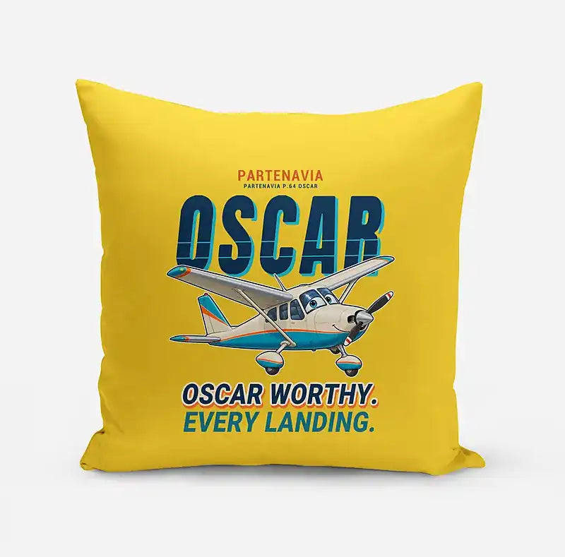 Partenavia P.64 Oscar - Cartoon - Pillow - Yellow