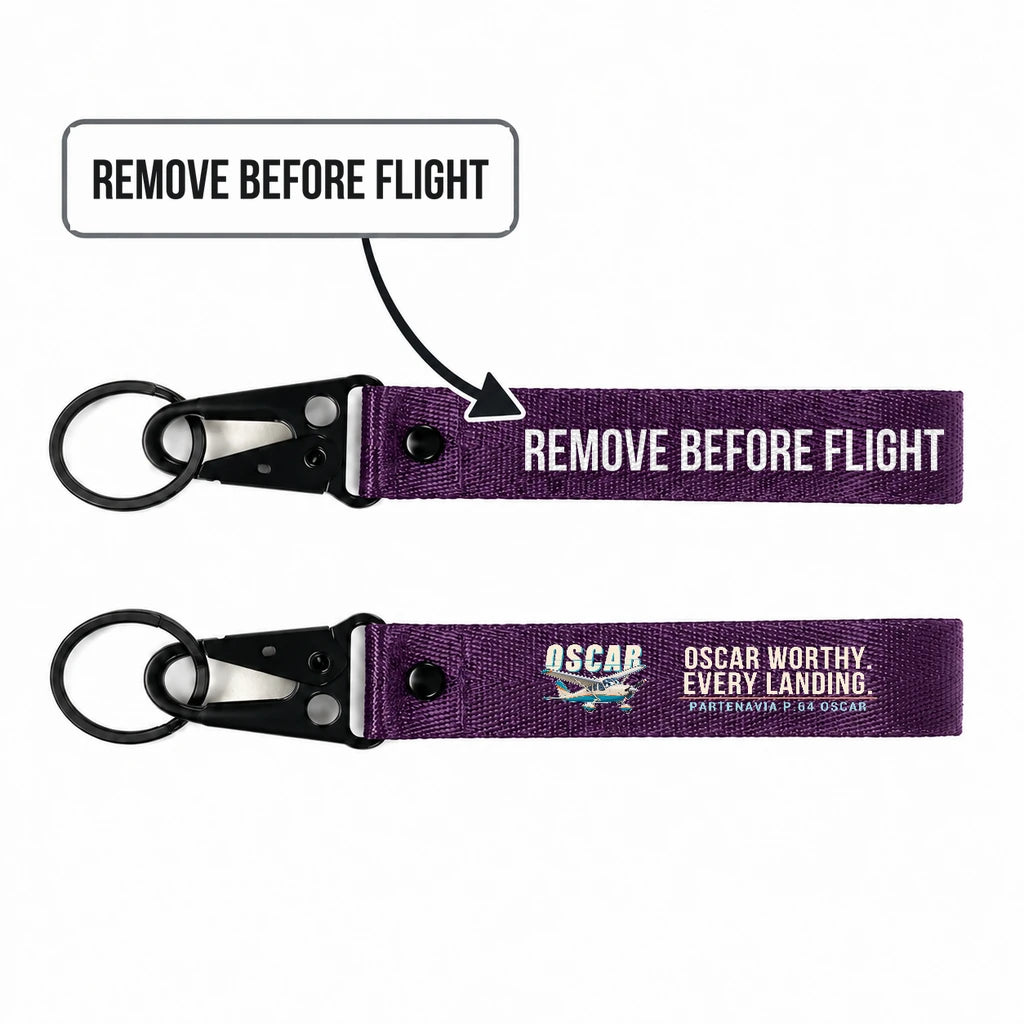 Partenavia P.64 Oscar Hawk-Shaped Key Chains - Purple - Cartoon - Remove Before Flight