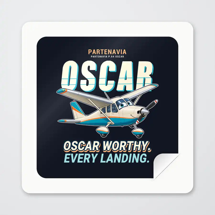 Partenavia P.64 Oscar - Cartoon - Square Sticker - Peel