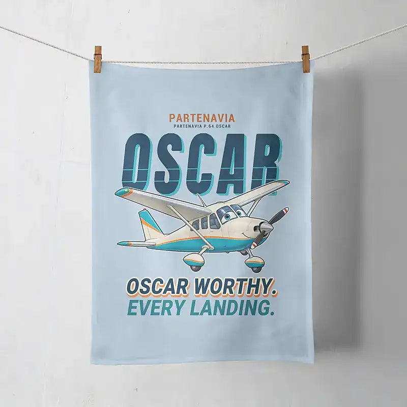 Partenavia P.64 Oscar - Cartoon - Towel - Light Blue