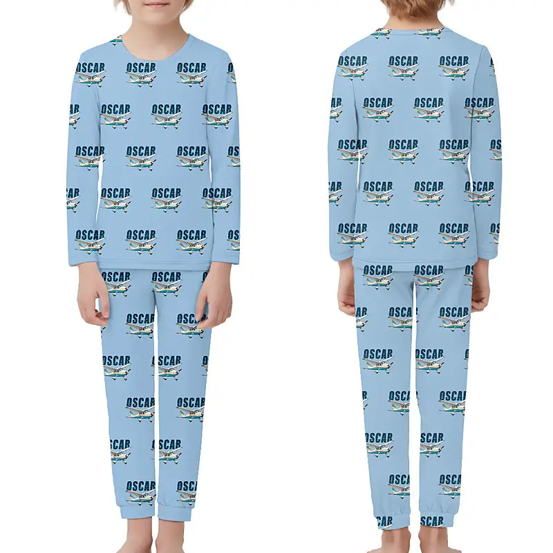 Partenavia P.64 Oscar - Children Pajamas - Cartoon Pattern - Light Blue