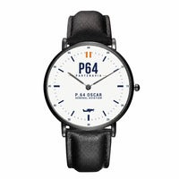 Thumbnail for Partenavia P.64 Oscar - Classic - White - Slim Leather - Black and Black Leather Strap